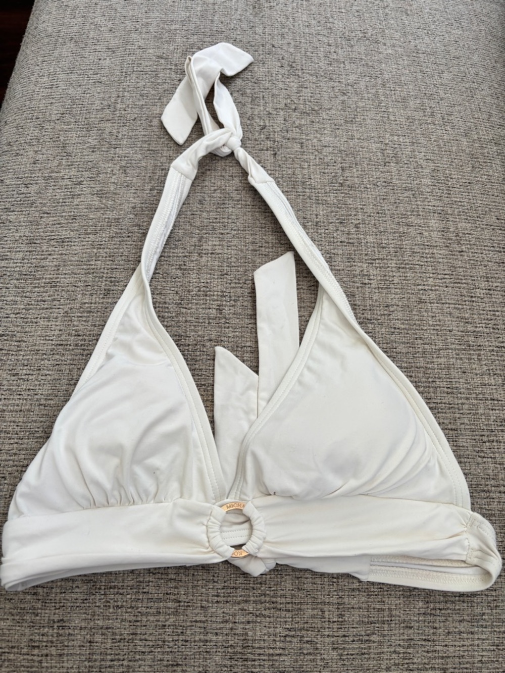 White Halter  Michael Kors Bikini Top with Ring Detail